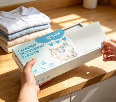 Konzentrierte Öko-Waschmittelblätter mit 50 % Wirkstoff für die schnelle Entfernung hartnäckiger Flecken und einen anpassbaren Duft