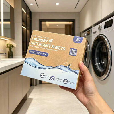 Ultra-konzentrierte Waschmittelblätter ohne Plastikverpackung und ohne Rückstände für alle Stoffe