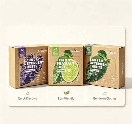 Plant Based Biodegradable Washing Sheets with 55% Active Ingredient and Zero Fluorescent Agents for Eco-Friendly Laundry